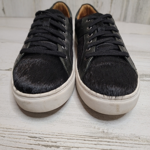 TRASK LINDSEY BLACK CALF HAIR SNEAKERS, SIZE 8.5 - Picture 3 of 7